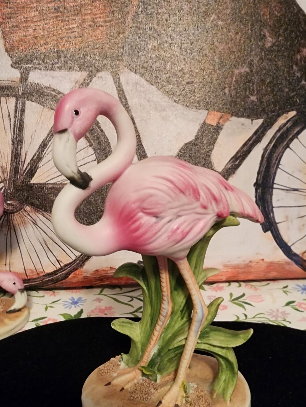 Vintage Lefton Pink Flamingo Ceramic Decor Figurine
